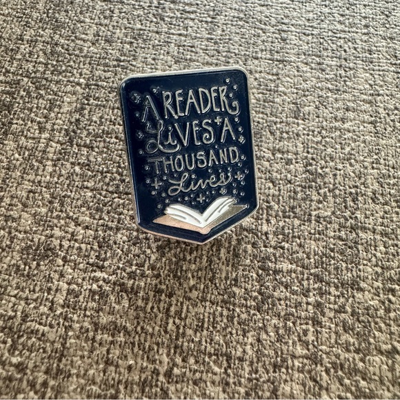 Reader Navy Blue Enamel Pin - A Reader Lives a Thousand Lives - Picture 2 of 4